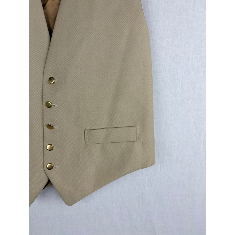 Frederick‎ Theak Mens Tan Formal Waistcoat Vest Made in England Gold Buttons XXL - Picture 5 of 15